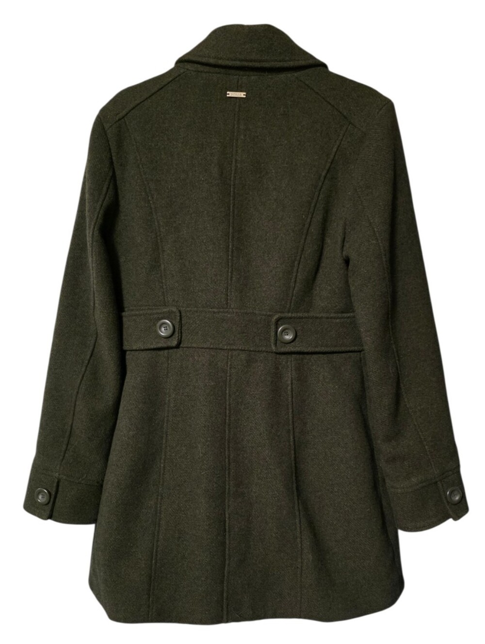 Prana Wool Blend Mid Length Olive Green Coat - Picture 4 of 6